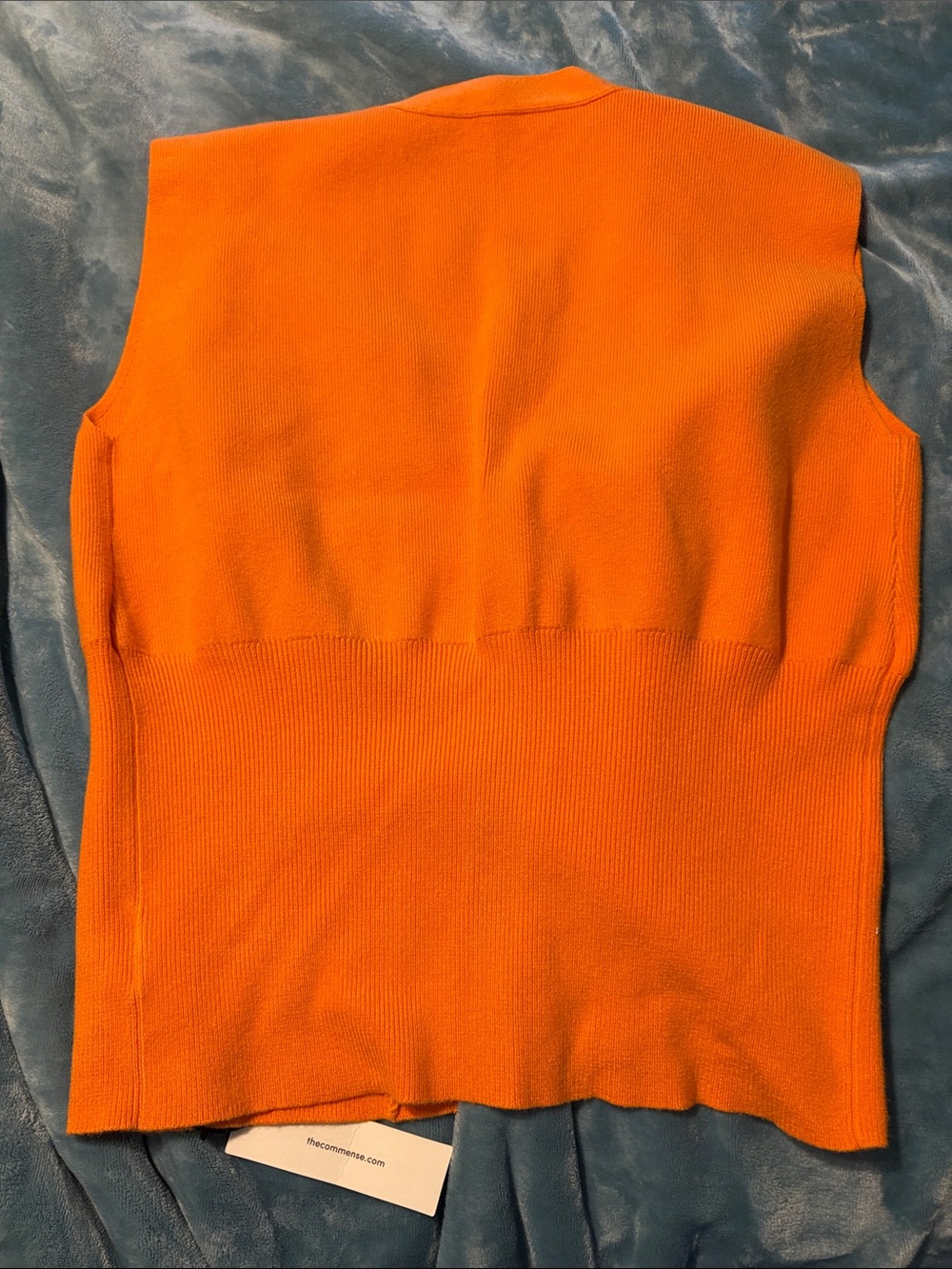 Commense Bright Orange Sleeveless V-Neck Knit Vest - Picture 2 of 2